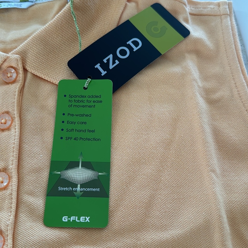 🏌️♀️🎾 NWT Izod collared sleeveless golf shirt orange SPF 40 size M - Picture 5 of 7